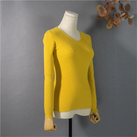 Pullover V-Neck Minimalist Bottoming Pink Tops Multi Colors