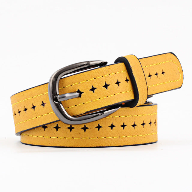 Women Belts Cow Genuine Leather Pin Buckle Vintage Style