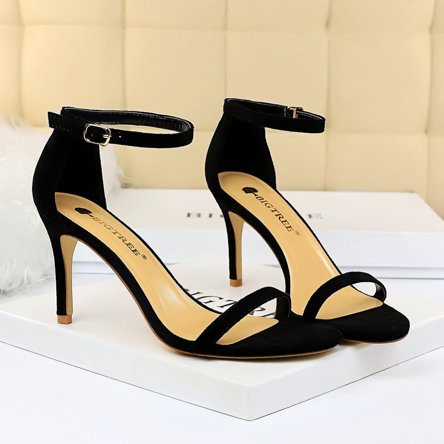 Women 10cm High Heels Flock Stripper Sandals Female Classic Pumps