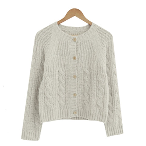 Knitwear Knitted Button Cardigans Short Minimalist Vintage Elegant Ladies Tops
