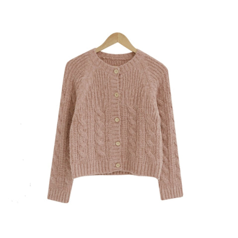 Knitwear Knitted Button Cardigans Short Minimalist Vintage Elegant Ladies Tops