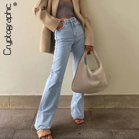 Casual Fashion Straight Leg Women's Jeans Denim Bottom