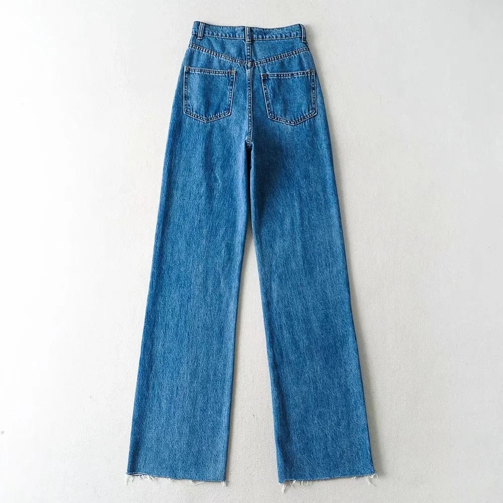 Casual Fashion Straight Leg Women's Jeans Denim Bottom