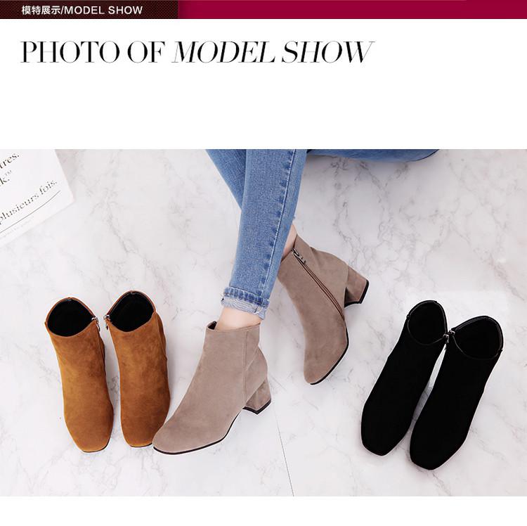 Ankle Boots For Women Thick Heel Slip On Ladies Shoes