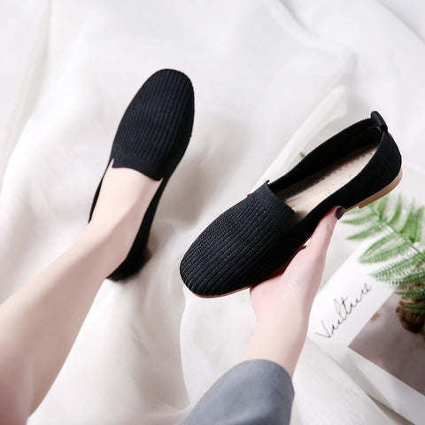 Pointed Toe flats Ladies flat Shoes Ballet Breathable Knit  Loafers
