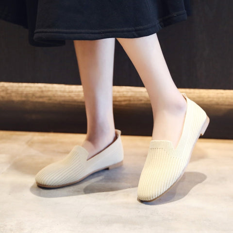 Pointed Toe flats Ladies flat Shoes Ballet Breathable Knit  Loafers