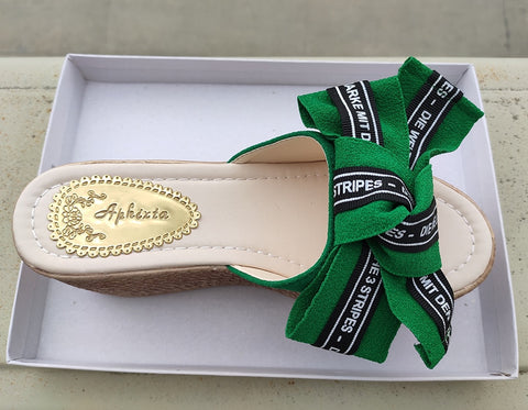 Platform Wedge Slippers Clog Riband Butterfly-knot Sandals Girls Flip Flop Slides