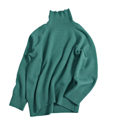 Turtleneck Sweater Oversize Wool Warm Pullovers