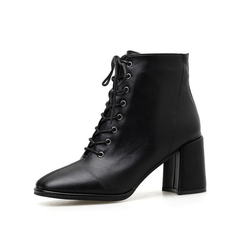 Ankle boots PU Leather Round Toe Chelsea boots high heel boots