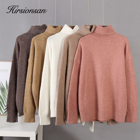 turtle Neck Solid Sweater Elegant Soft Warm Knitted Pullovers Basic