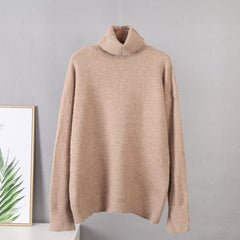 turtle Neck Solid Sweater Elegant Soft Warm Knitted Pullovers Basic