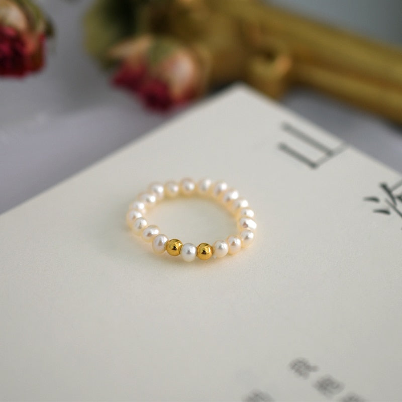 Mini Small Natural Freshwater Pearl Couple Rings