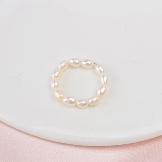 Mini Small Natural Freshwater Pearl Couple Rings