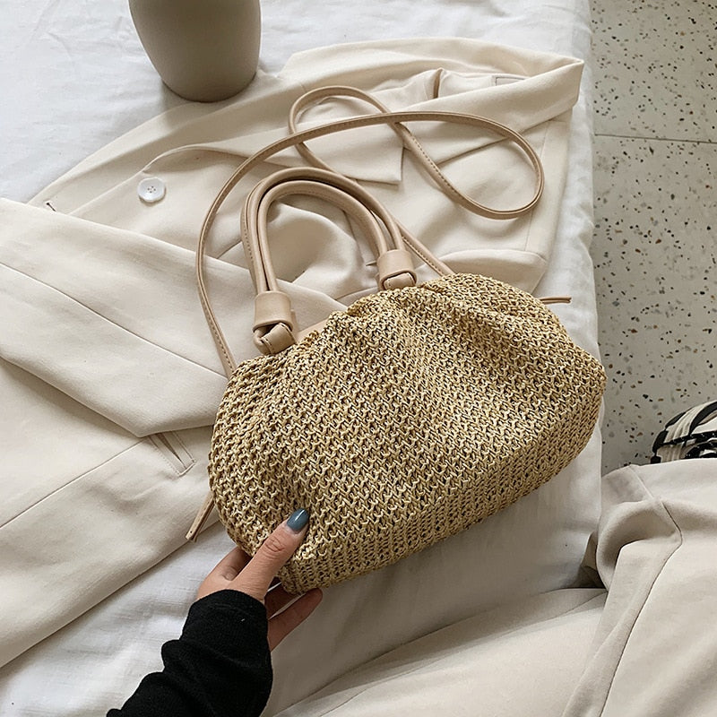 Straw Woven Cloud Crossbody Bag