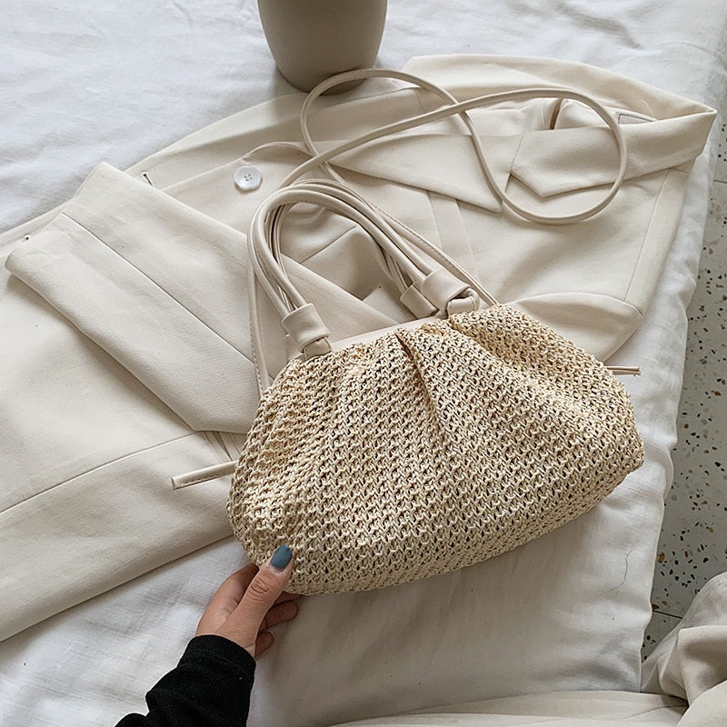 Straw Woven Cloud Crossbody Bag