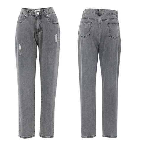 Tight Elastic Jeans Vintage High Waist Denim Trousers