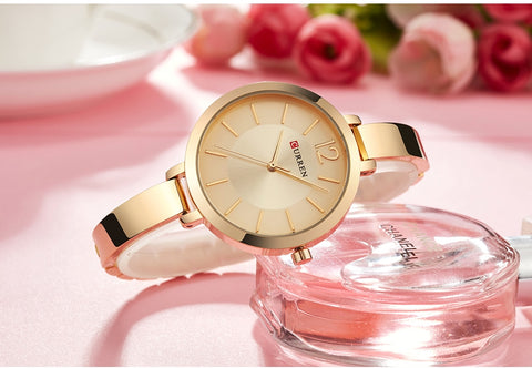 Fashion Gold Women Watches Stainless Steel Ultra thin Quartz Watch