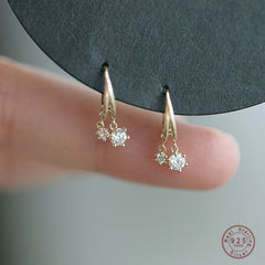 Silver Shiny Crystal Earrings Jewelry Accessories