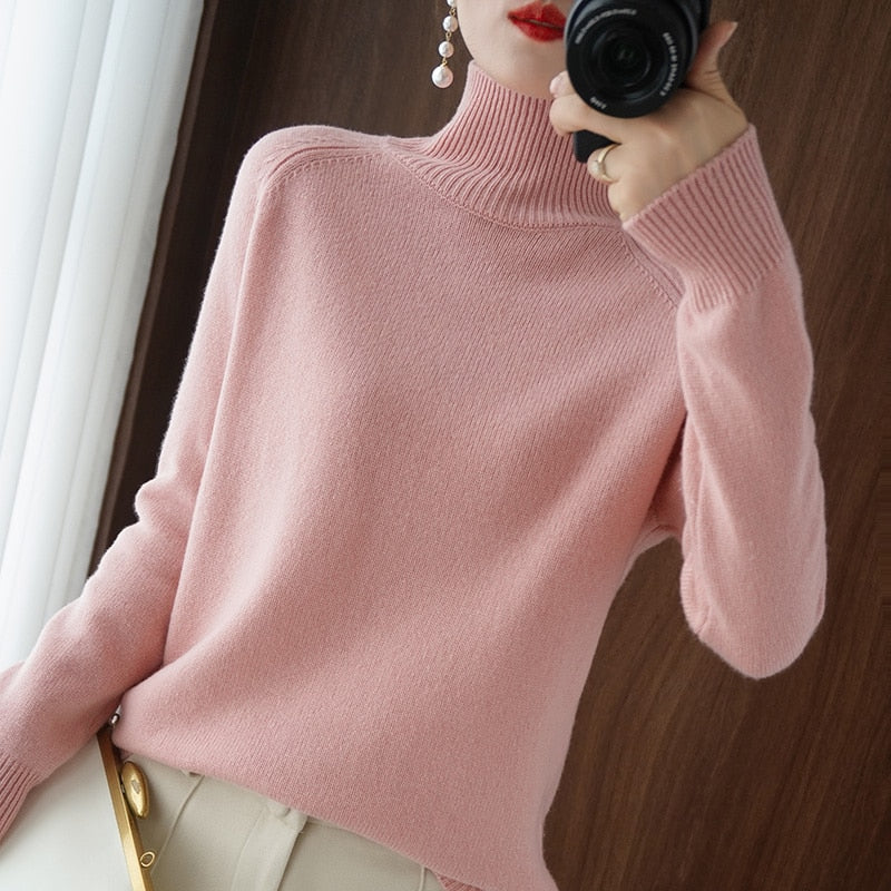 Turtleneck sweater  jumpers  knit  long sleeve thick loose pullover