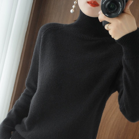 Turtleneck sweater  jumpers  knit  long sleeve thick loose pullover