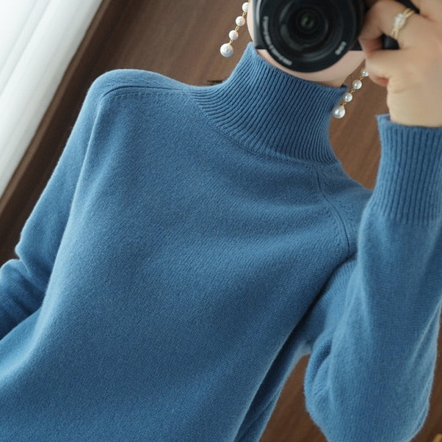 Turtleneck sweater  jumpers  knit  long sleeve thick loose pullover