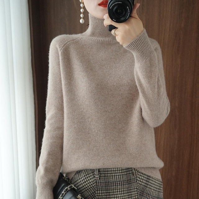 Turtleneck sweater  jumpers  knit  long sleeve thick loose pullover