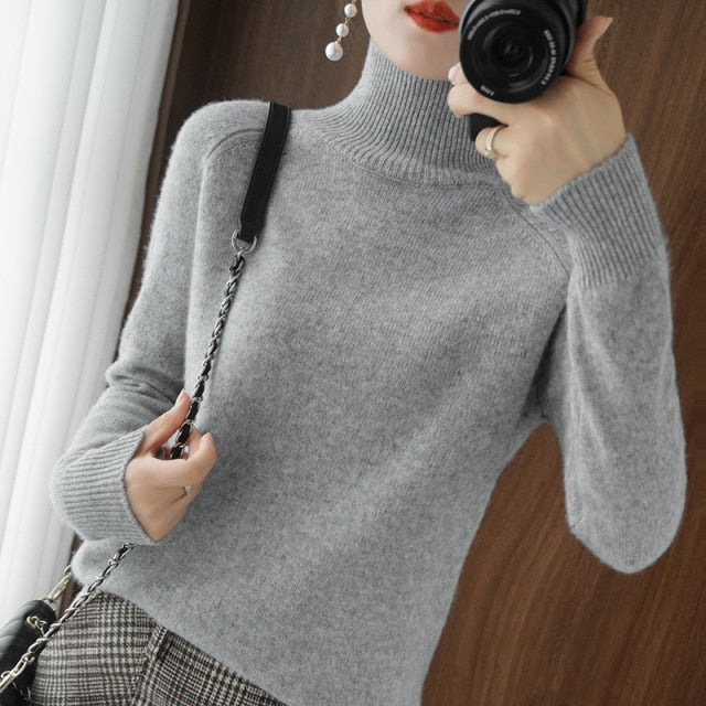 Turtleneck sweater  jumpers  knit  long sleeve thick loose pullover