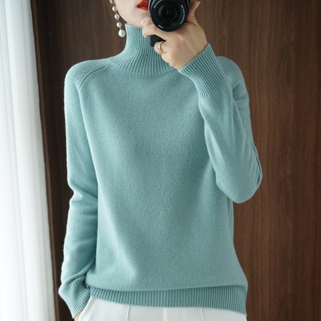 Turtleneck sweater  jumpers  knit  long sleeve thick loose pullover