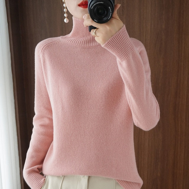 Turtleneck sweater  jumpers  knit  long sleeve thick loose pullover