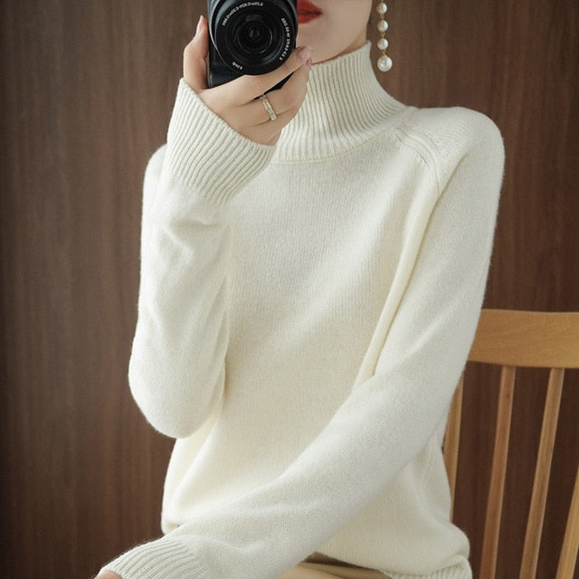 Turtleneck sweater  jumpers  knit  long sleeve thick loose pullover