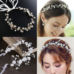 Silver Color Headbands Hair Jewelry Pearl Crystal Hair Accessories