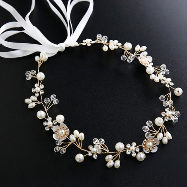 Silver Color Headbands Hair Jewelry Pearl Crystal Hair Accessories