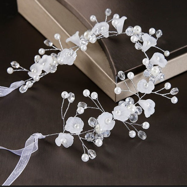 Silver Color Headbands Hair Jewelry Pearl Crystal Hair Accessories