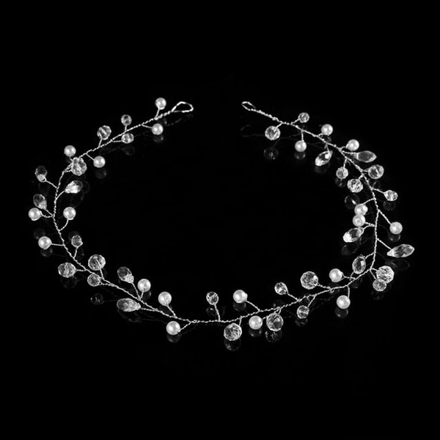 Silver Color Headbands Hair Jewelry Pearl Crystal Hair Accessories