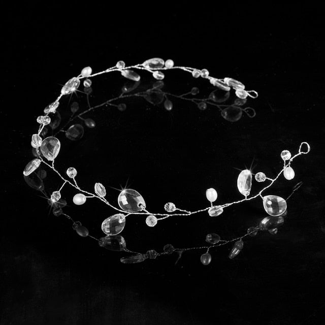 Silver Color Headbands Hair Jewelry Pearl Crystal Hair Accessories