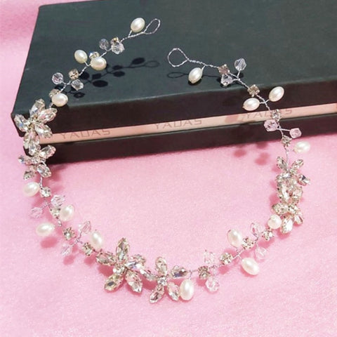Silver Color Headbands Hair Jewelry Pearl Crystal Hair Accessories