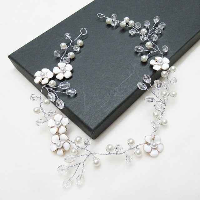 Silver Color Headbands Hair Jewelry Pearl Crystal Hair Accessories