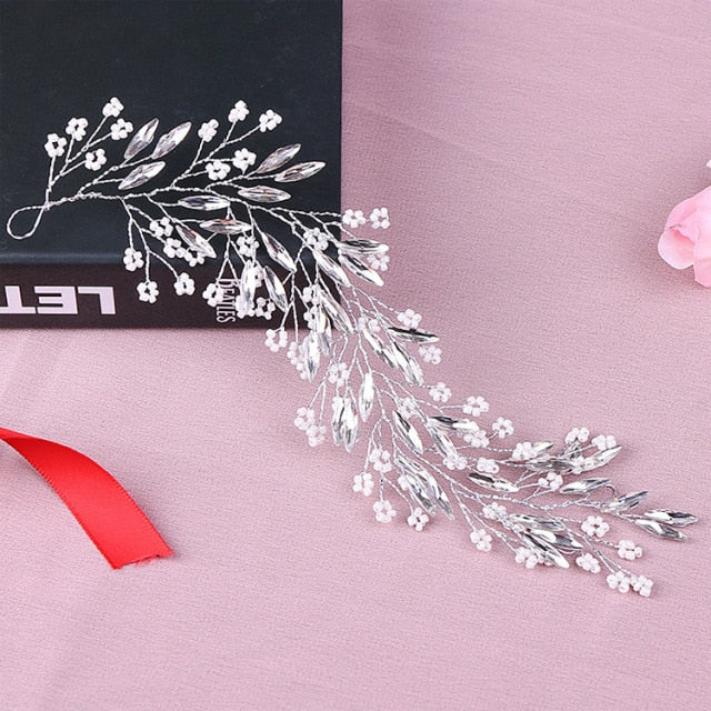 Silver Color Headbands Hair Jewelry Pearl Crystal Hair Accessories