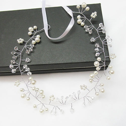 Silver Color Headbands Hair Jewelry Pearl Crystal Hair Accessories