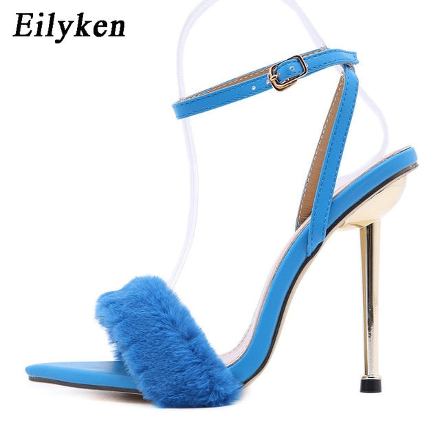 Sandals Sexy Open Toe Furry Fur Summer High-Heeled