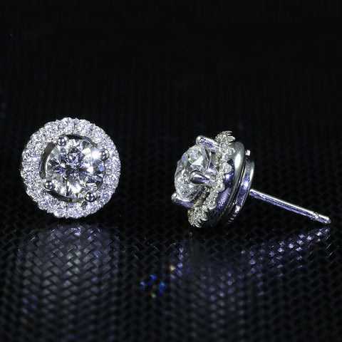 Stud Earrings Silver Cubic Zirconia Romantic Bridal Fine Jewelry