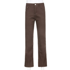 Jeans Low Waist Flare Pants Dark Academia Aesthetic Vintage 90s Streetwear Denim Trousers