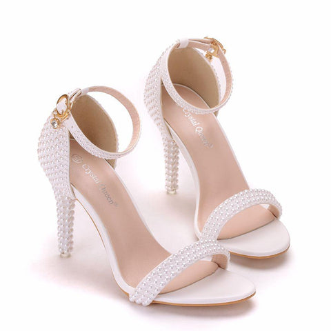 Crystal Queen Bride Wedding Shoes Fashion White Shoes Ankle Strap