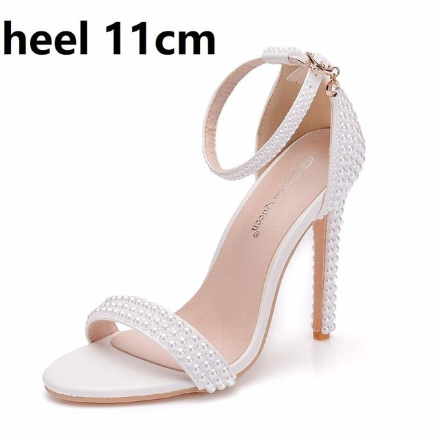 Crystal Queen Bride Wedding Shoes Fashion White Shoes Ankle Strap