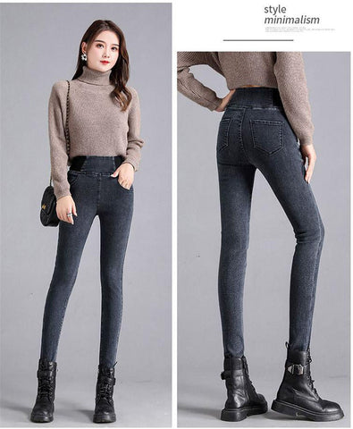 Slim Jeans For Skinny High Waist Jeans Woman Blue Denim Pencil