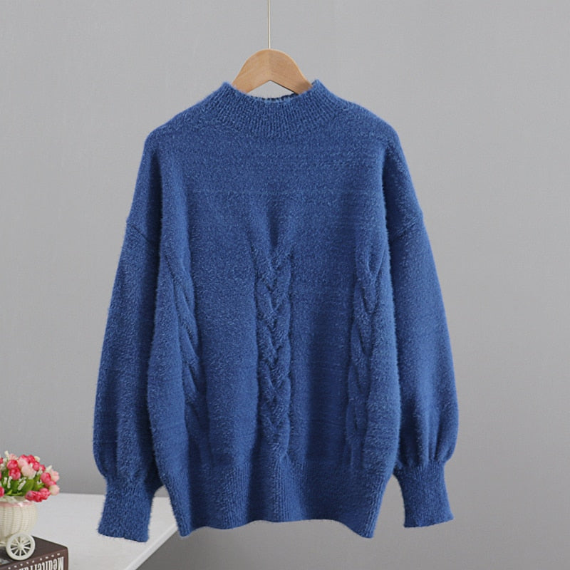 Pullover Sweater Mink cashmere Crew Neck Pullover Tops Chic