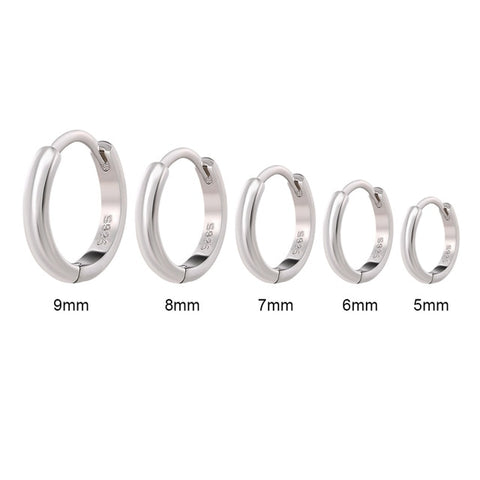 Vintage Glossy Geometry Round Circle 925 Sterling Silver Earrings