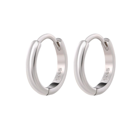 Vintage Glossy Geometry Round Circle 925 Sterling Silver Earrings