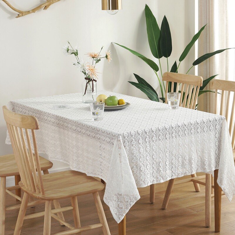 Crocheted Tablecloth White Lace table cover Home Hotel Textile Décor