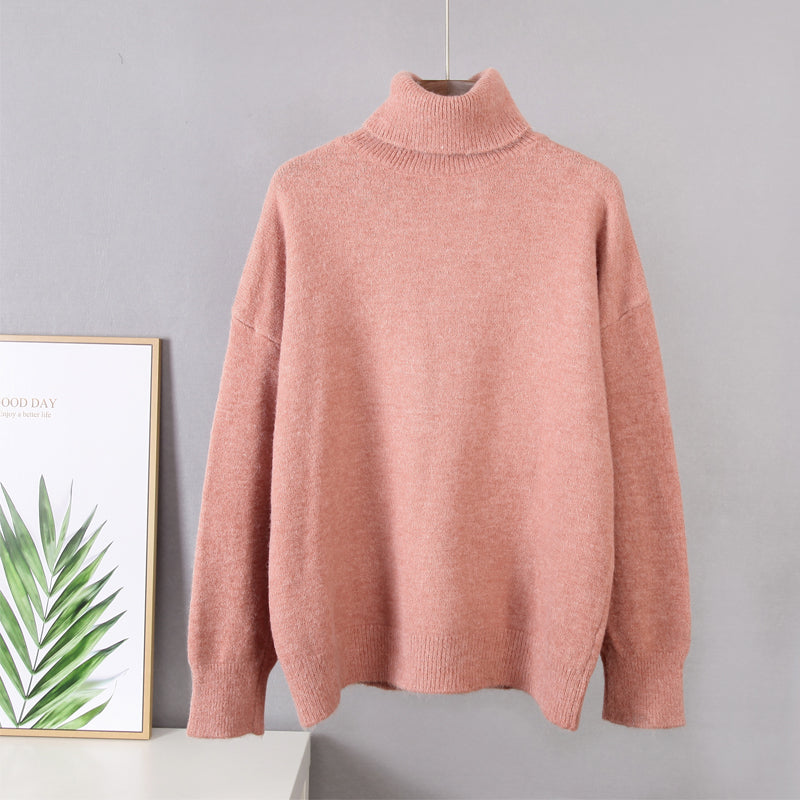 turtle Neck Solid Sweater Elegant Soft Warm Knitted Pullovers Basic